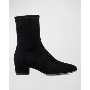 New Aquatalia Stassi Stretch Suede Ankle Boots Black Sz 10